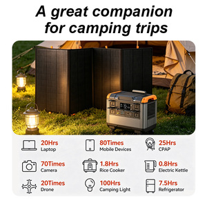 สถานีไฟฟ้าพกพา 3000W พร้อมแบตเตอรี่ภายนอกและชุดแผงโซลาร์เซลล์ 400W สำหรับชาร์จในรถยนต์ เหมาะสำหรับการตั้งแคมป์และการใช้งานแบบออฟกริด - Product Image 3