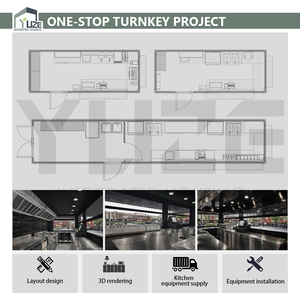 Kiosque de <span class=keywords><strong>barbecue</strong></span> préfabriqué de conception commerciale, conteneur d'expédition modulaire de 20 pieds, cuisine-bar avec comptoir pour la restauration en plein air - Product Image 3