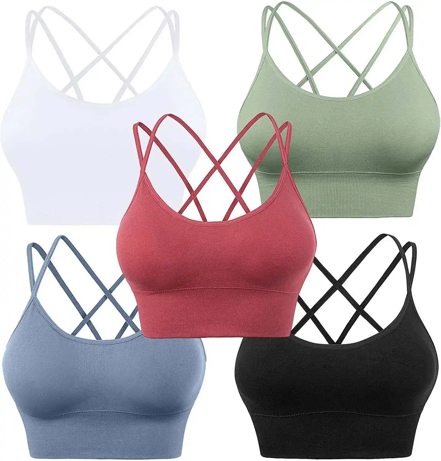 High Impact Ladies twist sports bra Fitness Running Yoga Tank Top High Support Cross Back Sports Strappy Bra Women