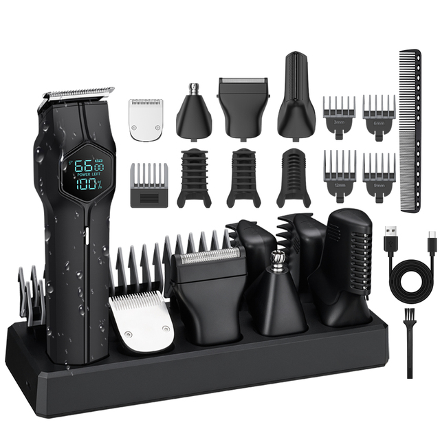 IPX7 Professional Barber Electric Hair Trimmer Clipper Set Stainless Steel Blades USB Rechargeable Household Commercial Use