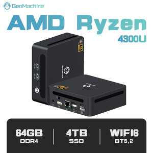 GenMachine 3 4300U Radeon Vaga5 4Core 4 Threads 1G LAN 2*USB 2.0 Wifi 6 BT 5.2 Display Screen 2HD 2USB 3.0 Type-C Ryzen 3 4300U - Product Image 1