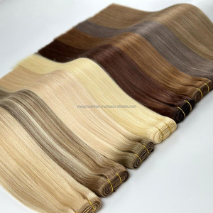 Extensions de Cheveux Véritables Bouclés Remy Attachés à la Main Invisible Triple Double Dessiné 1B pour Genius Weft 35% Russe PU Couleur Clair - Product Image 2