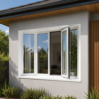Fenêtre à battant en aluminium à double vitrage moderne HUACAI avec panneau de verre fixe pour projet de villa en Indonésie