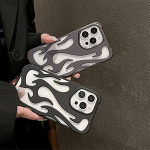 Tự làm ngọn lửa mô hình 3D kết cấu làm mát siêu mỏng TPU + PC trường hợp điện thoại cho 17 Pro Max 16 15 14 11 với bảo vệ 360 & Chống sốc - Product Image 4