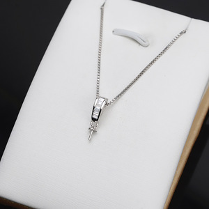 Pendentif en argent S925, collier pour femme, bijoux, accessoire de bricolage avec base creuse incrustée, semi-fini, tendance 682 - Product Image 3