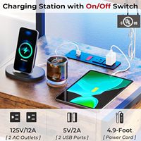Table de chevet à LED avec station de charge, tables de nuit à 3 tiroirs avec lumières à LED, tables de chevet marron rustique avec étagères de rangement