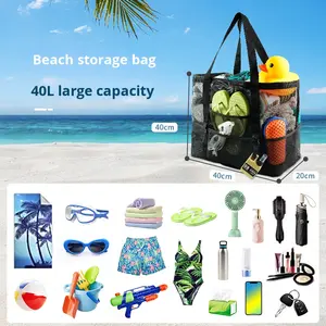 Bolso de verano de moda para niños, bolsa de malla de almacenamiento de juguetes al aire libre y natación de playa de nailon de gran capacidad para compras de viaje - Product Image 3