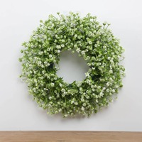 Guirlande murale de fleurs artificielles en soie Gypsophile ronde 30cm style rétro pour décoration maison, mariage, hôtel, fête, événement
