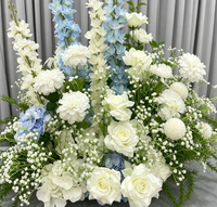 Arrangements de fleurs artificielles en soie, centre de table pour mariage, Noël, Nouvel An, blanc et bleu, assortiment fait main, aspect naturel et réaliste