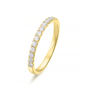 14k jaune or demi Halo Style Match bande blanc <span class=keywords><strong>d</strong></span> couleur Moissanite femmes mariage véritable or éternité bande anneaux - Product Image 6