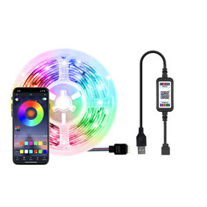 <span class=keywords><strong>Tira</strong></span> de Luces <span class=keywords><strong>LED</strong></span> RGB 5050, Control por aplicación, <span class=keywords><strong>USB</strong></span> <span class=keywords><strong>5V</strong></span>, lámpara Flexible, cinta de diodos para Festival, dormitorio, <span class=keywords><strong>Tira</strong></span> de Luces, TV, PC, Luz de escritorio - Product Image 1