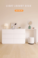 Mobilier de maison moderne Bureau escamotable sur pied avec grands tiroirs de rangement Bureau de courtoisie pour le maquillage