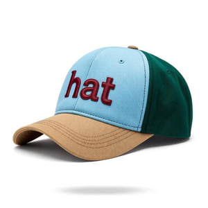 Gorra de Béisbol Azul Claro, Verde y Marrón, Bordada con Logotipo de Letras, 6 Paneles, Ajustada, Unisex, Informal, de Sarga, para Primavera y Verano - Product Image 4