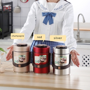 Recipiente Térmico para Sopa y Comida Caliente de Acero Inoxidable 304, Aislado al Vacío, Portátil, con 4 Compartimentos, Lonchera Bento - Product Image 4