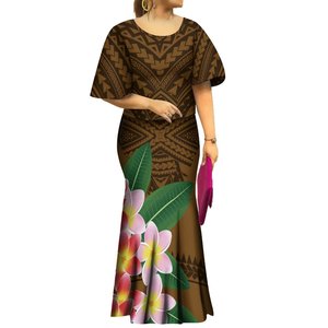 Tatuaje polinesio personalizado manga acampanada sirena Puletasi Samoa Ptaha Top y faldas de cola de pez conjuntos de 2 piezas vestido de mujer de talla grande - Product Image 4