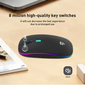 OEM personalizado 2,4 ratón Bluetooth 5,0 ratón inalámbrico Oficina silencioso RGB retroiluminación recargable ratón para juegos mini para ordenador portátil