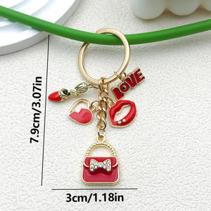 Porte-clés élégant <span class=keywords><strong>rouge</strong></span> Saint-Valentin, rose magique, fleur de cerisier, porte-clés créatif, porte-clés de sac, cadeau promotionnel - Product Image 5