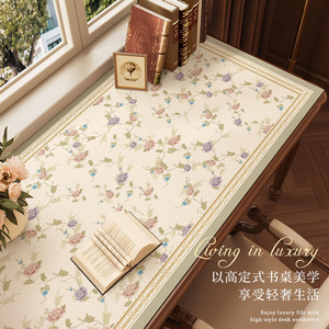 Luxury Floral Leather Desk Mat <b>Rectangle</b> Waterproof Writing Table Pad Customizable Size - Product Image 2