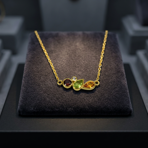 สร้อยคอแบบวินเทจชุบทองคำขาว 14K เงินแท้ S925 ปรับแต่งได้ คลาสสิก ประดับเพอริดอต แกรนเนต ซิทริน สำหรับทุกเพศ OEM ODM - Product Image 2
