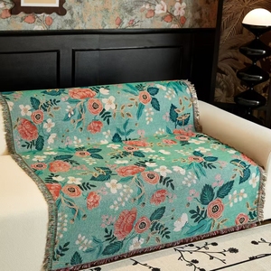 Manta de tapiz tejido Jacquard Floral verde de alta calidad personalizada estilo moderno recién llegado lavable para sofá al por mayor - Product Image 6