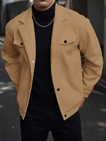 Veste décontractée pour homme, tendance de la rue, couleur unie, ample, chaude, respirante, logo sur le devant, style neutre, automne