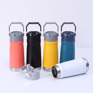 Bouteille d'eau isotherme portable en acier inoxydable à double paroi sous vide, forme de <span class=keywords><strong>gourde</strong></span>, pour le sport, avec poignée et couvercle à paille, garde les boissons chaudes et froides - Product Image 2