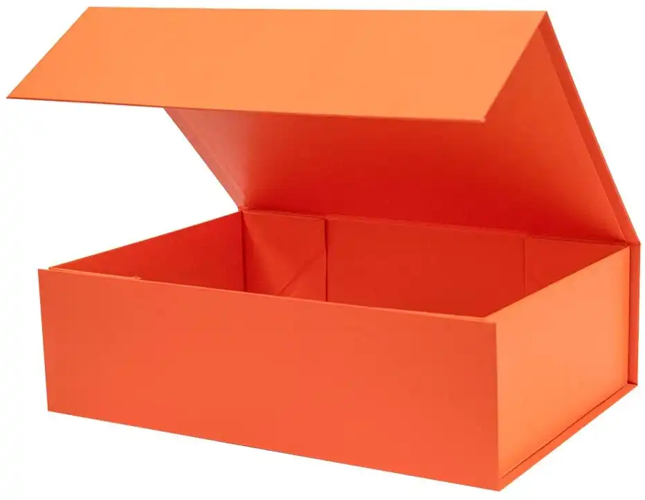 Caja de regalo magnética y plegable con tapa, de color naranja, para ropa, reutilizable, para regalo de joyería