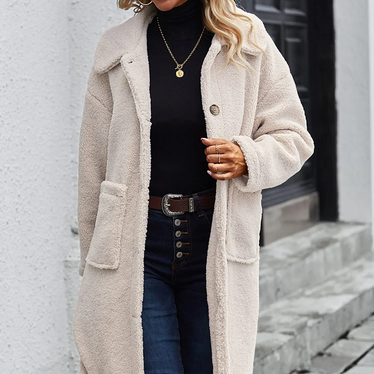 Ladies Jackets And Coats Fashion Teddy Long Velvet Faux Fur Jacket Coat Outwear Modest Trench UK Coats For Ladies