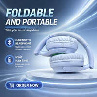 Auriculares Plegables 3 en 1 con Diseño de Lámpara Espejo, Chipset JL, Inalámbricos/BT, Tarjeta TF y Cableados para Deportes, Viajes y Aviación