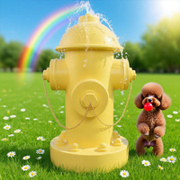Statue en résine de type hydrant jaune, avec jet d'eau, peinte à la main, texture chaîne, style artistique, forme décorative créative