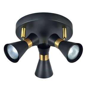 Plafoniera LED nera con 3 attacchi GU10, dimensioni 13x20x20 cm, ideale per illuminazione decorativa e funzionale in case o spazi. - Product Image 1