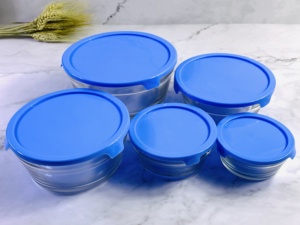 Juego de 5 Tazones de Vidrio Borosilicato Resistentes al Calor para Microondas, Tazones Transparentes para Ensaladas y Hielo, Tamaño Industrial, con Tapa de PP - Product Image 3
