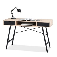 Table d'ordinateur minimaliste et moderne en métal avec 2 tiroirs de rangement pour les espaces de travail.