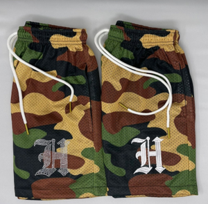 Shorts de basketball brodés sur mesure OEM, séchage rapide, transfert thermique, pour hommes grandes tailles, avec poches, fermetures éclair, genoux en mesh, 100% - Product Image 1