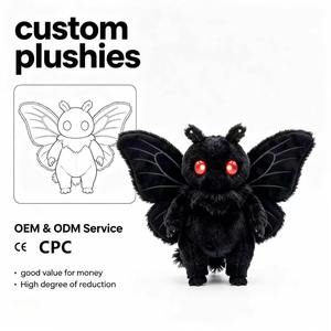 Peluche <span class=keywords><strong>Mothman</strong></span> Personnalisée en Gros, OEM, Moleque Noire avec Yeux Rouges Lumineux, Animal en Peluche d'Horreur d'Halloween, CE CPC, Logo Personnalisé, Cadeau - Product Image 1