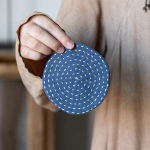 Tapis à thé en ramie fait main, gris, rond, isolant thermique pour service à thé Kung Fu - Product Image 2