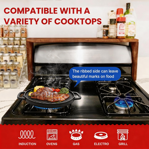 Plancha de Hierro Fundido Reversible de Alta Calidad de 12 Pulgadas, <span class=keywords><strong>Placa</strong></span> de Asar de Doble Cara para Cocina de Inducción, Apta para <span class=keywords><strong>Horno</strong></span> - Product Image 4