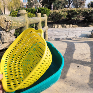 Égouttoir carré en plastique avec poignée 28x25x10cm, panier de lavage de légumes de cuisine, bac de rangement taille M - Product Image 4