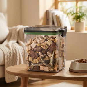 <strong>Clear</strong> Lock Lid Pet Snack Storage Canister, Dustproof Anti Bug Food <strong>Container</strong> for Backyard Outdoor Pet Daily Storage - Product Image 3