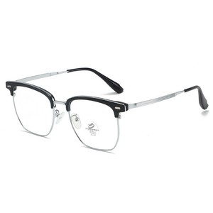 Monture de lunettes demi-cerclée rectangulaire 31279 unisexe avec verres PC anti-lumière bleue, idéale pour les grands visages - Product Image 4