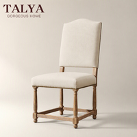 Chaise de salle à manger capitonnée de luxe moderne avec dossier camelback, pieds en bois massif, chaise individuelle design pour la maison, l'hôtel, la cuisine, le restaurant