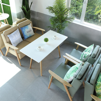 Canapé moderne pour café, chaise pour pâtisserie, restaurant, avec table et chaises en bois combinées, ensemble de banquettes de loisirs
