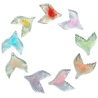 Breloques en plastique à paillettes, queue de sirène, pour collier, bracelet, pendentif, accessoires de bijoux DIY