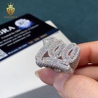 Vente flash Bague en moissanite taille baguette VVS 100 Argent 925 Bague en argent fin Bijoux fins Bague en moissanite certifiée GRA pour homme