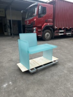 Tabouret moderne en acrylique givré, fauteuil en acrylique bleu clair personnalisé, chaise longue en acrylique massif pour la décoration intérieure de villa