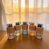 Bouteille vide en verre hexagonal de 8 ml avec bouchon en bois pour diffuseur de parfum de voiture, diffuseur à bâtonnets, rechargeable, en stock