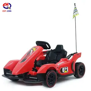 Pedal mobil balap listrik Go Karting, mobil mainan kekuatan besar 390W ganda berkendara, baterai 12V 7AH untuk anak dewasa