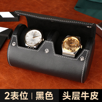 Boîte de rouleau de montre double de luxe en cuir véritable de qualité supérieure pour couple étui de voyage noir vert logo personnalisé pour hommes fabricant en relief