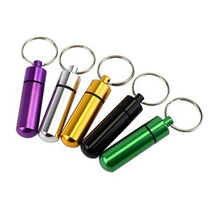 Multifunctional Portable Vintage Custom Logo Metal Pill Bottle Outdoor Practical Waterproof Aluminum Alloy Pill Box Keychain