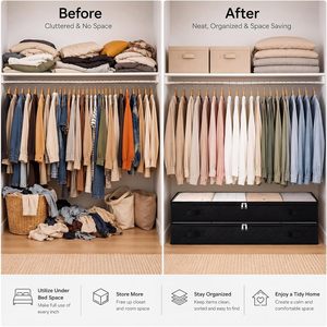 <b>Black</b> Rectangular Underbed <b>Storage</b> Bags Clear Window 2 Reinforced Handles Foldable <b>Bed</b> <b>Storage</b> Containers for Clothing - Product Image 6